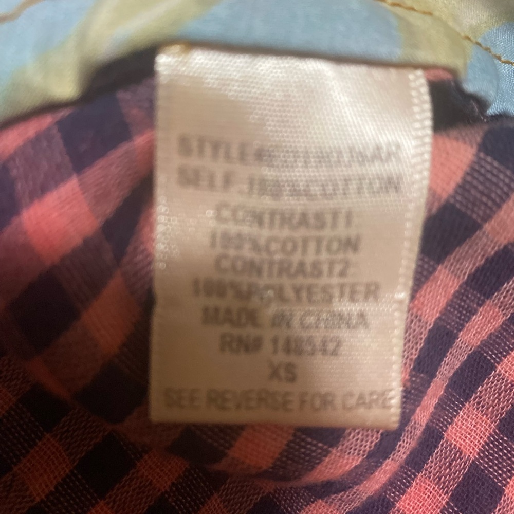 ARATTA HIBISCUS WASHED PLAID shirt with colorful bird-themed botanical print XS - Picture 16 of 16